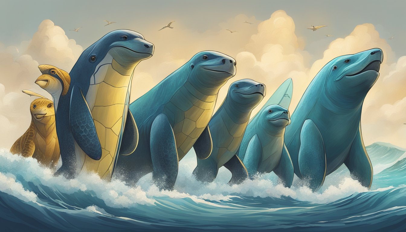 A group of 8 powerful and dynamic creatures stand tall, each representing an alternative to Surfer SEO.</p><p>They exude strength and confidence, ready to take on any challenge