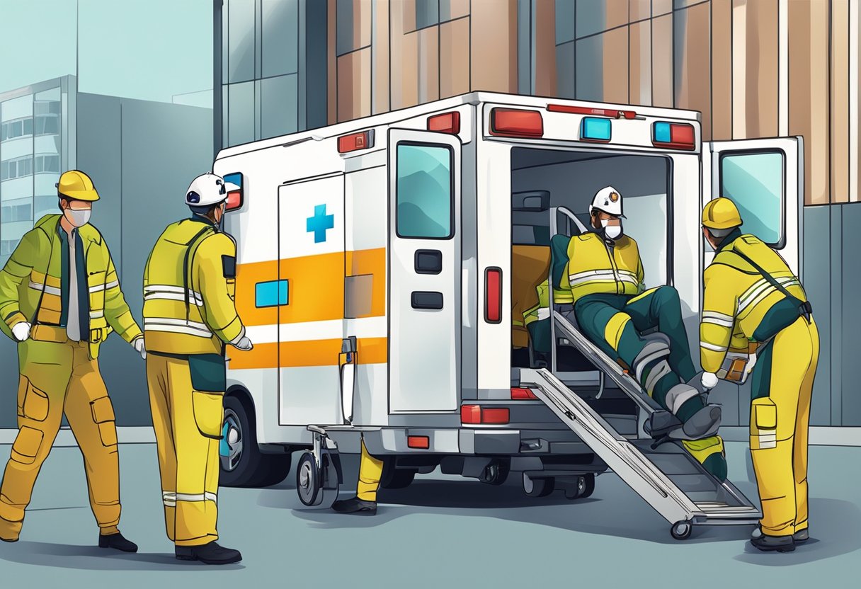 Remoção de Pacientes em Ambulância: Procedimentos e Melhores Práticas 3 A professional ambulance team loading patients into the ambulance