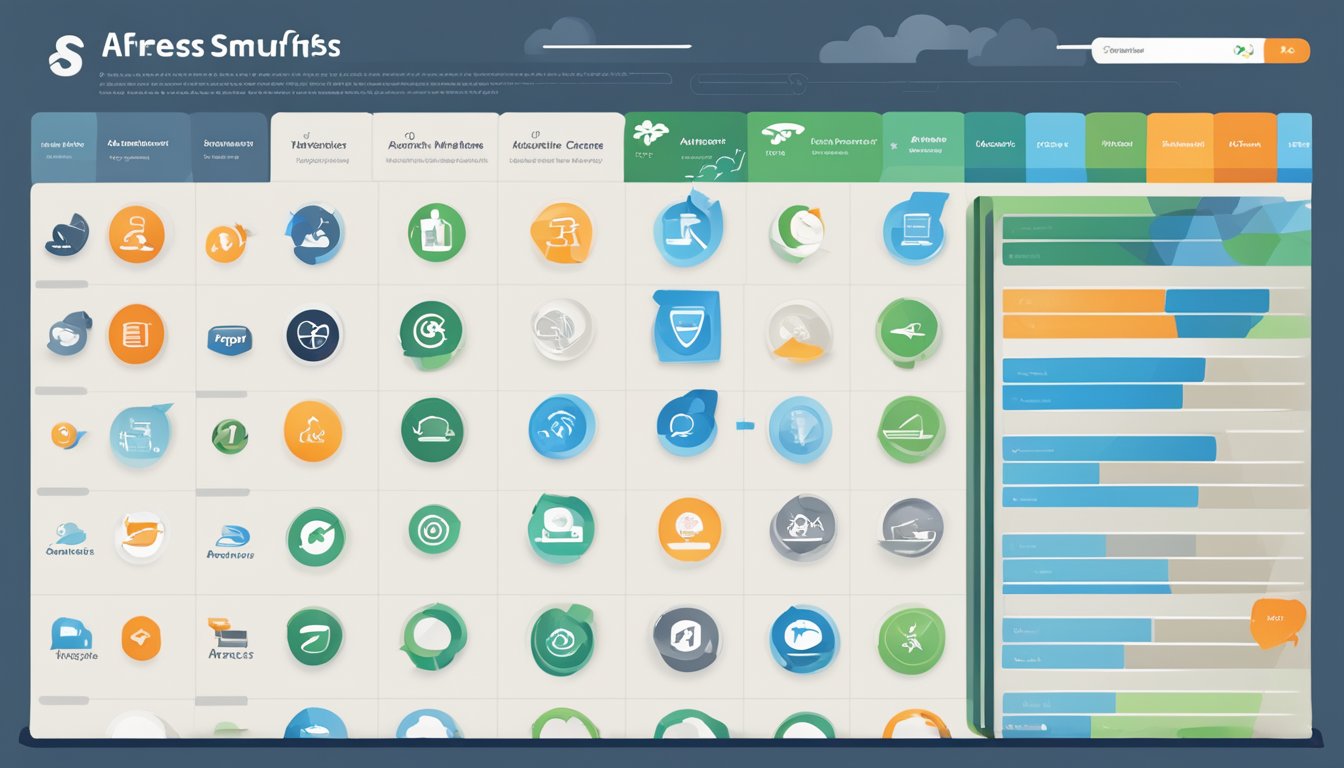 A comparison chart with logos of Ahrefs and 7 alternative tools like SEMrush and Moz, displayed on a computer screen