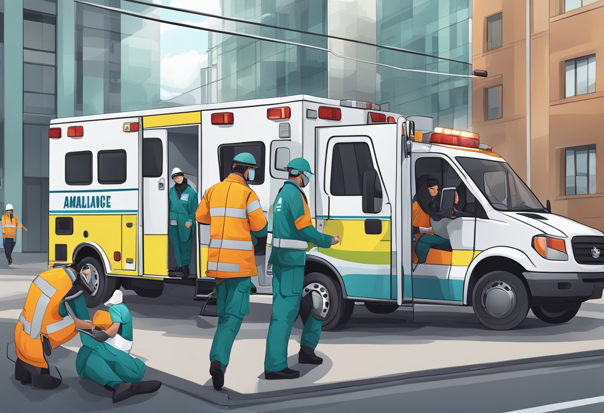 Remoção de Pacientes em Ambulância: Procedimentos e Melhores Práticas 2 Ambulance crew and medical professionals removing patients