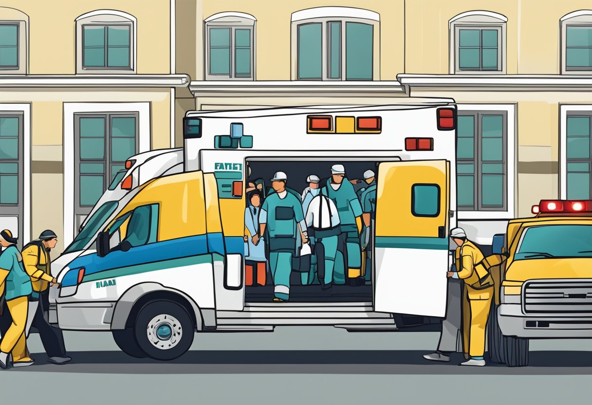 Remoção de Pacientes em Ambulância: Procedimentos e Melhores Práticas 6 Patients being loaded into ambulance for medical emergency transport