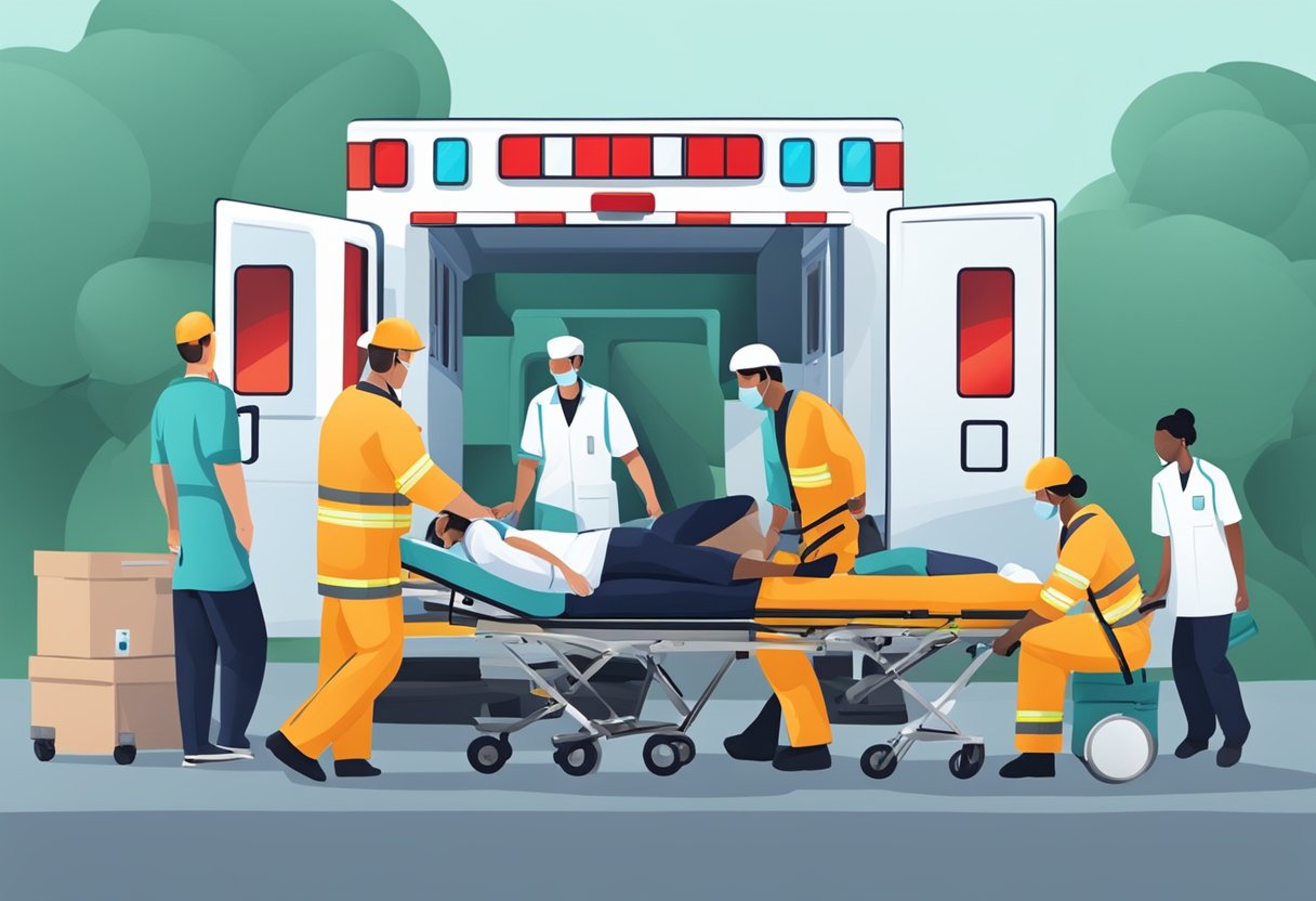 Remoção de Pacientes em Ambulância: Procedimentos e Melhores Práticas 7 Ambulance removing patients, stretcher loading, medical team assisting