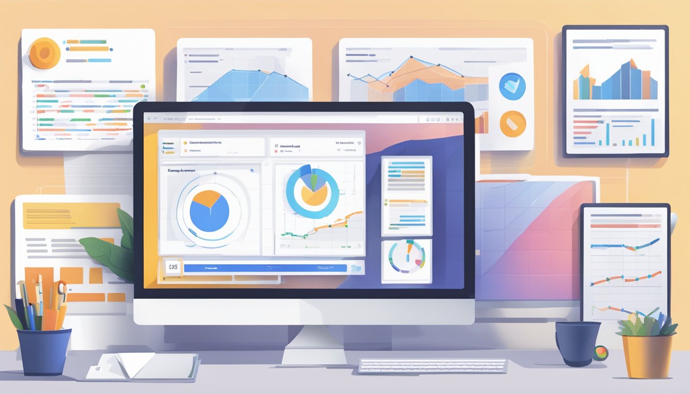 A computer screen displaying OnCrawl and 8 alternative On-Page SEO Checker tools.</p><p>Graphs and data visualizations are visible on the screen