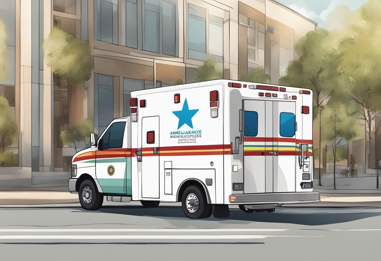 Ambulance parked outside with testimonies and success stories displayed