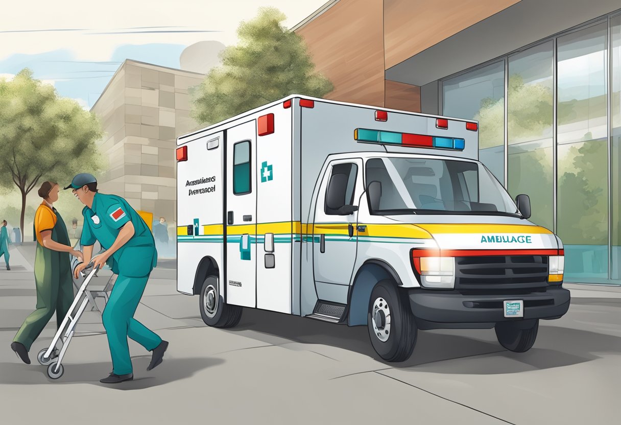 Ambulance arriving promptly and responsibly for patient removal