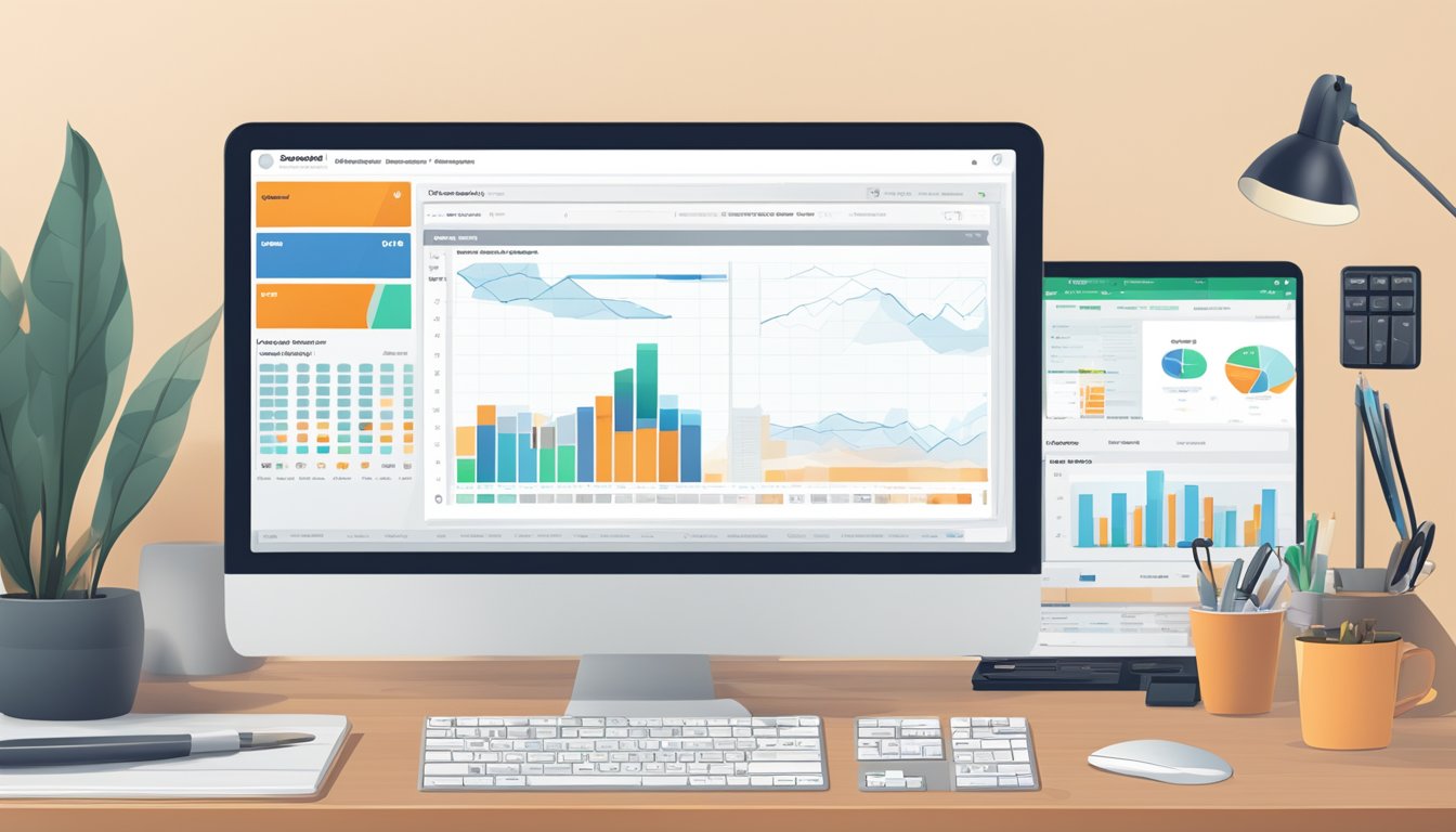 A computer screen displaying a comparison chart between SEMrush and Ahrefs site audit tools.</p><p>A desk with a keyboard and mouse is in the background