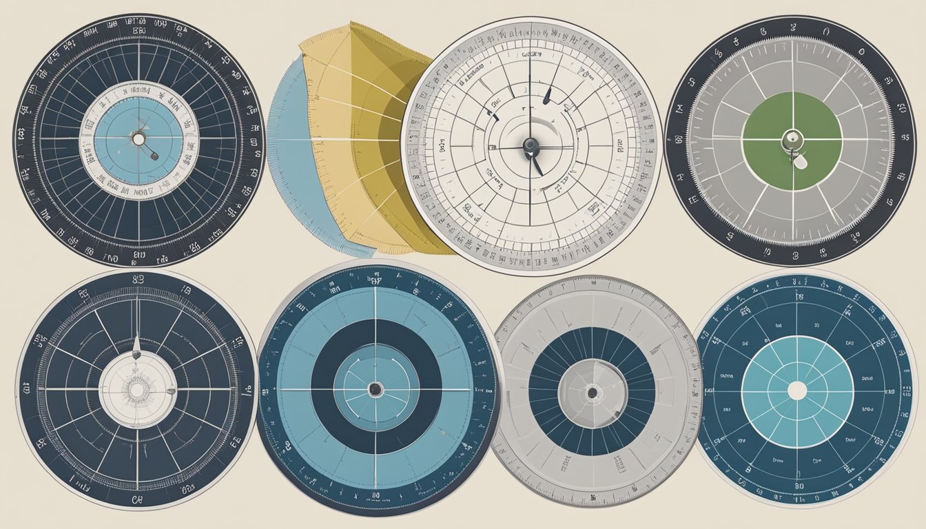 A protractor surrounded by six alternative options, each labeled "Nightwatch" alternative, arranged in a circular pattern