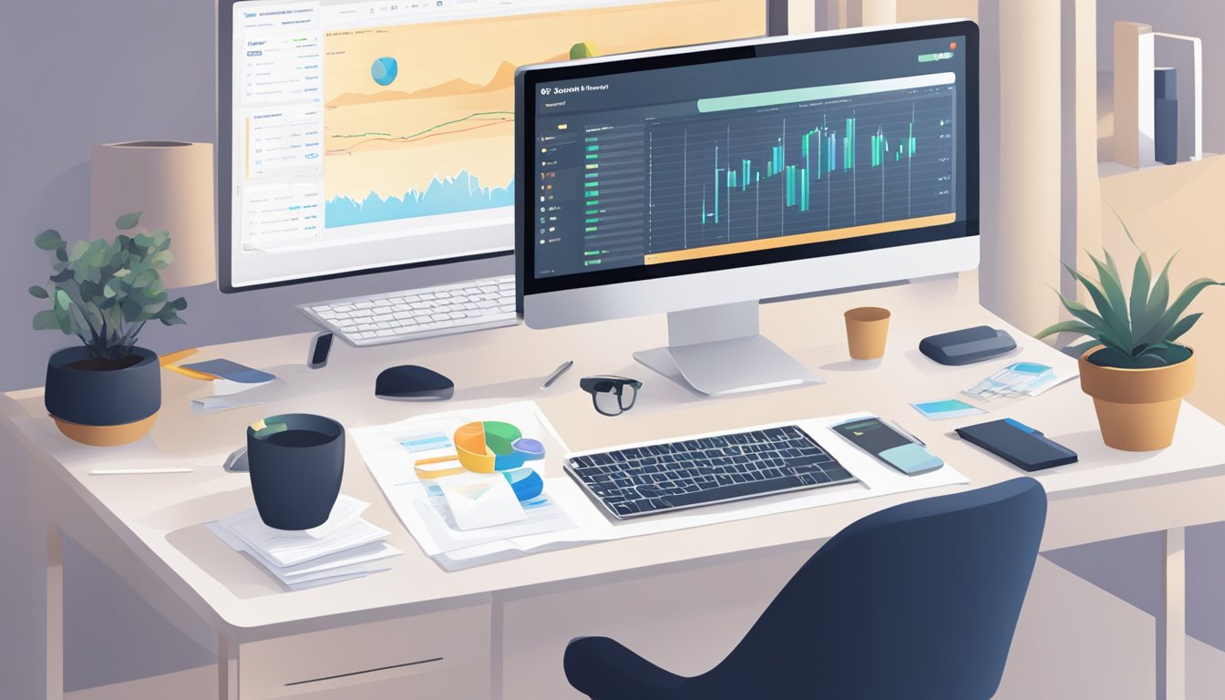 A desk with a computer displaying email analytics tools.</p><p>A list of the 6 best alternatives to Owletter is shown on the screen