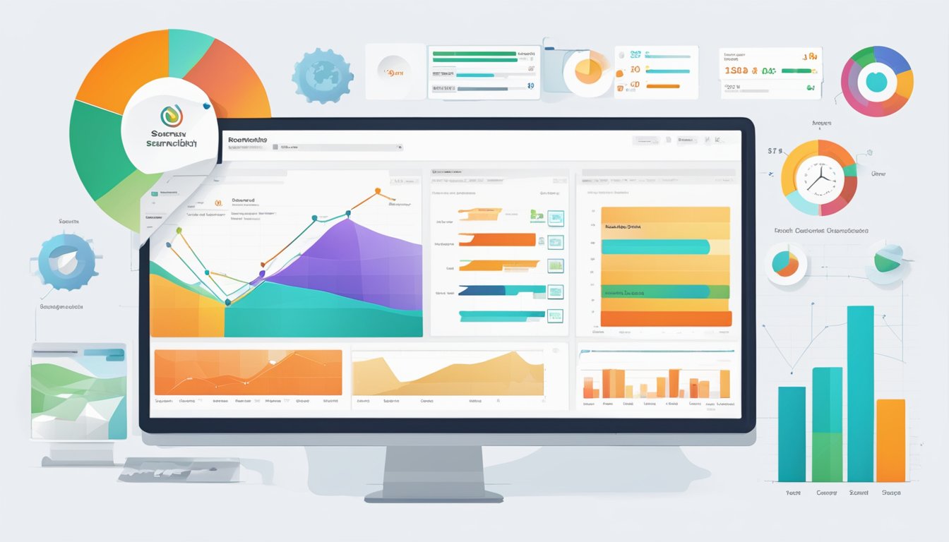 A computer screen displaying 7 alternative tools to SEMrush, with each option labeled and ranked.</p><p>Graphs and data visualizations show comparative metrics