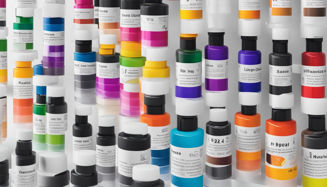 Jasper stands in front of a colorful display of 5 alternative ink options, each labeled with bold, eye-catching fonts.</p><p>The bottles are arranged in a neat row on a clean, white countertop