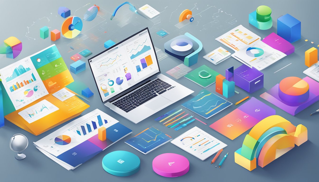 A colorful array of 6 alternative analytics tools displayed on a sleek, modern table.</p><p>Each tool is labeled with bold, eye-catching typography