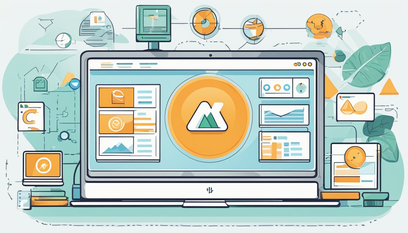 A computer screen showing SEMrush and 7 alternative icons to Moz Local.</p><p>The icons are arranged in a grid with SEMrush at the center