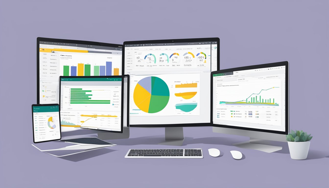 A computer screen displaying Power BI with 5 alternative options to Klipfolio listed.</p><p>Graphs and charts show data comparison