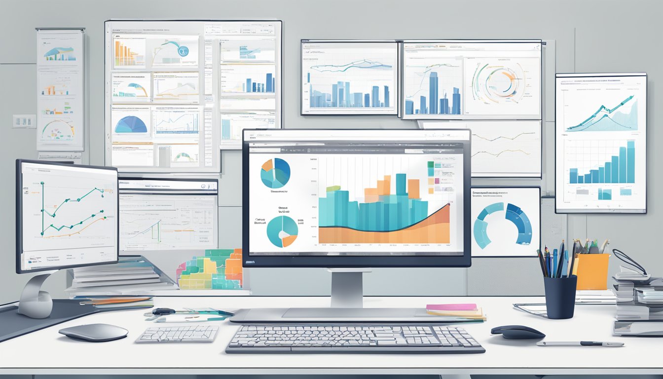 Various BI tools on a desk with Klipfolio logo crossed out.</p><p>Charts and graphs displayed on a computer screen.</p><p>Comparison of features listed on a whiteboard