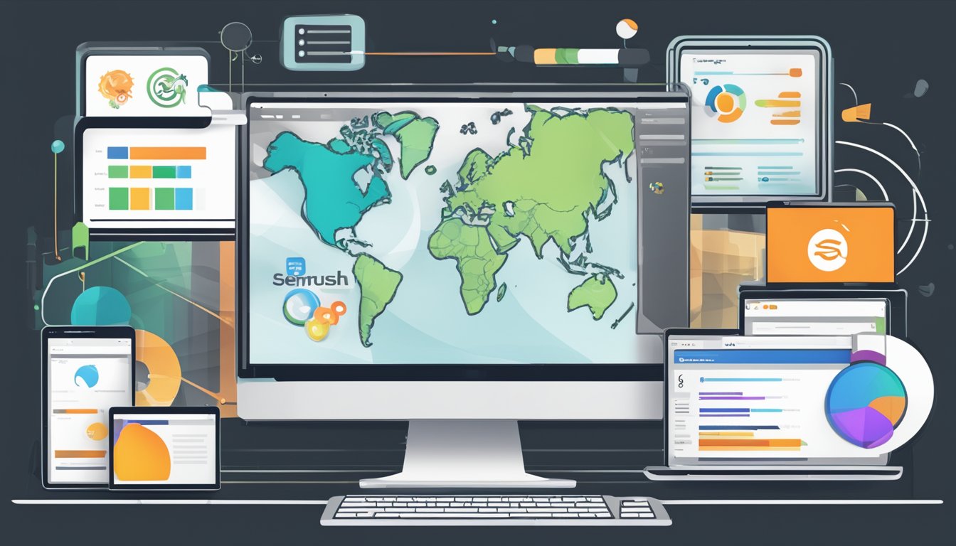 A computer screen displaying SEMrush and 5 alternative logos