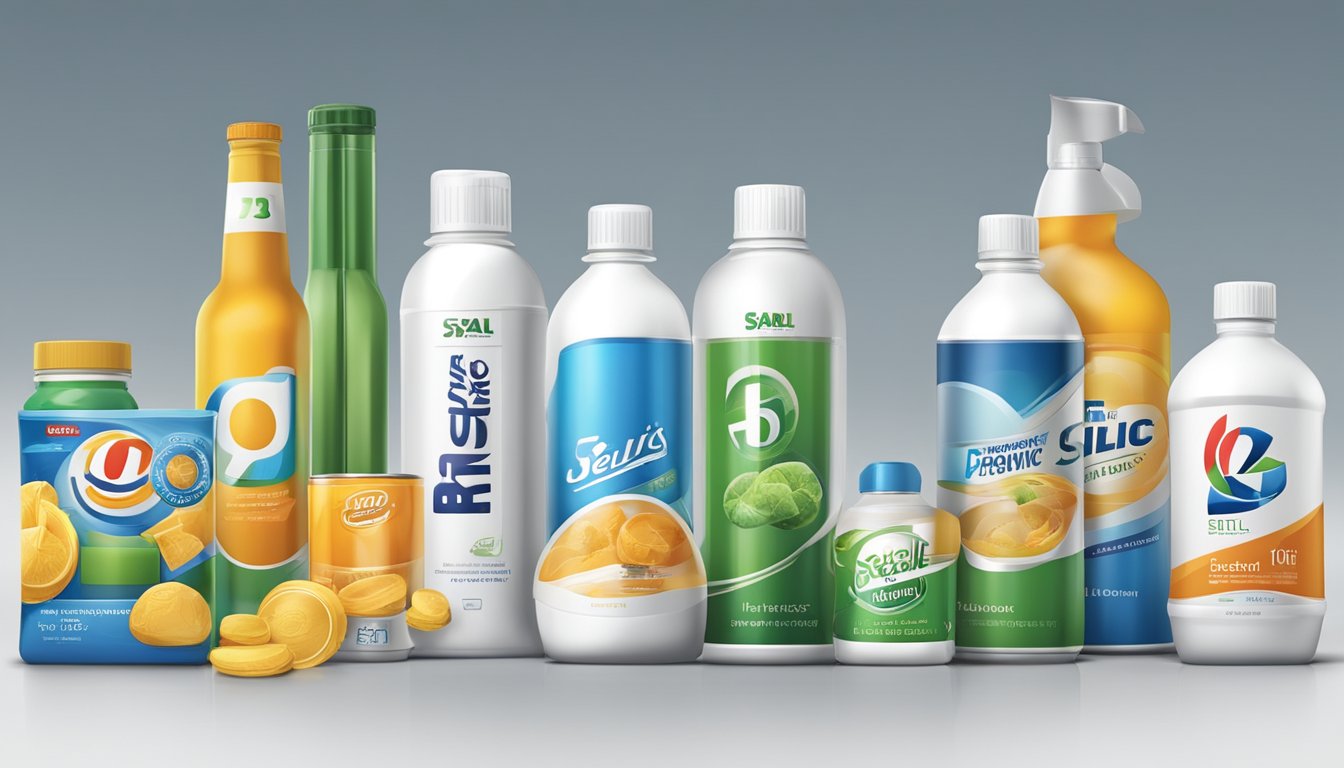 Five products compete with Sellics in a dynamic, competitive environment.</p><p>Each product is represented by a unique symbol or logo, arranged in a visually appealing and balanced composition