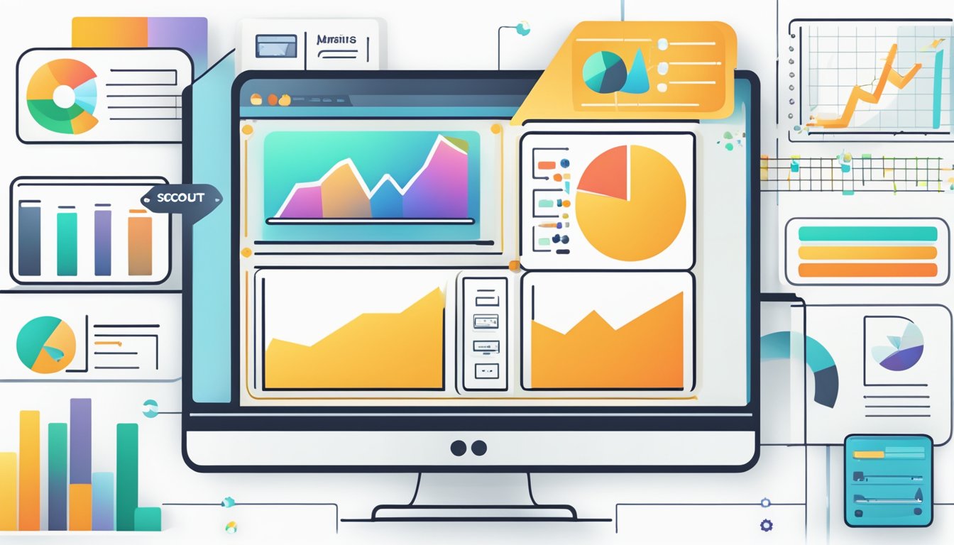 A computer screen displaying AMZScout and 5 alternative icons to Sellics, with a comparison chart and data analysis