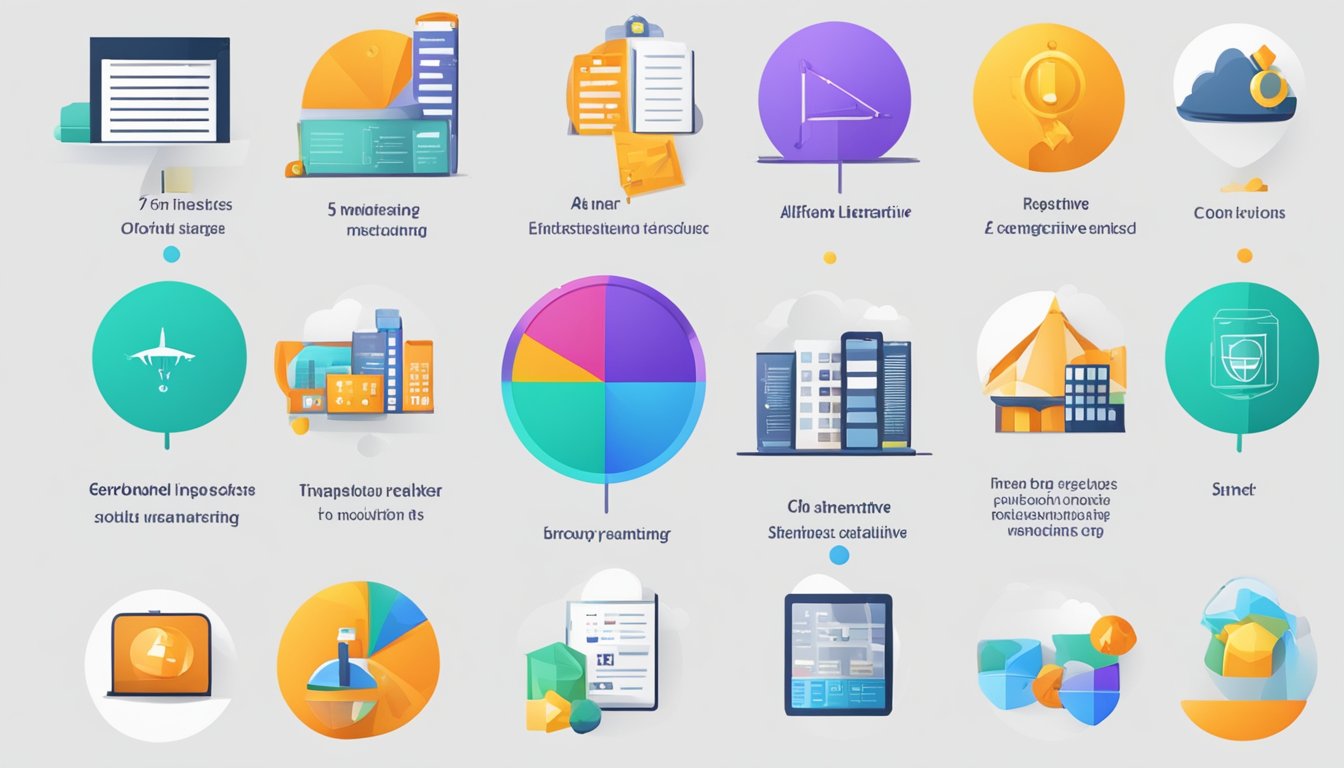 A colorful infographic featuring 7 unique icons representing alternative options to GeoRanker, each with a brief description underneath