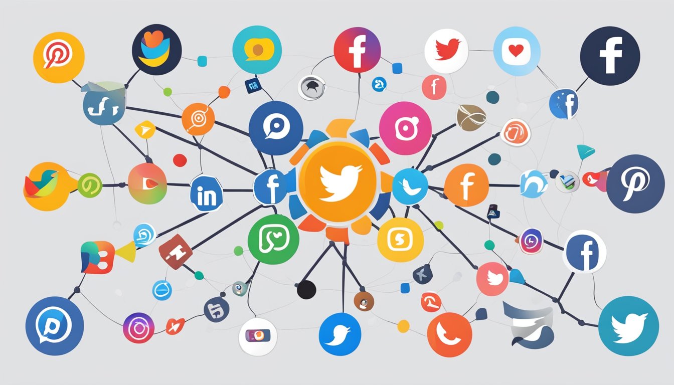 Various social media logos arranged in a circle, with a broken chain link in the center, symbolizing alternatives to SocialPilot