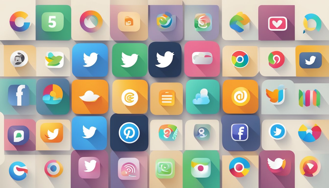 Five colorful icons representing alternative social media scheduling platforms arranged in a grid pattern with the title "Sendible The 5 Best Alternatives to Later" above them