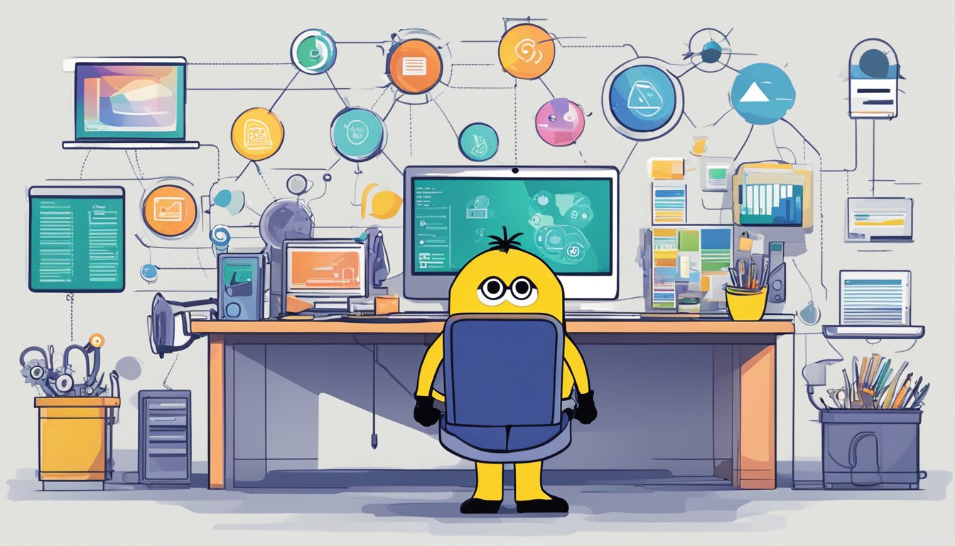 SEO Minion sits at a computer, surrounded by 7 colorful alternative options to SEOquake.</p><p>The screen displays a comparison chart with each tool's features