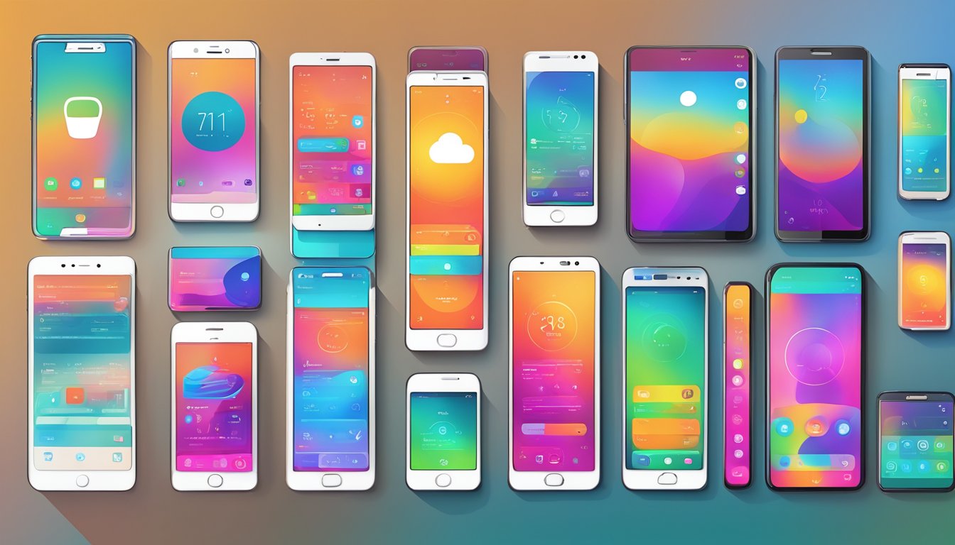 A lineup of 8 vibrant and eye-catching mobile devices, each displaying a different alternative to MobileMoxie