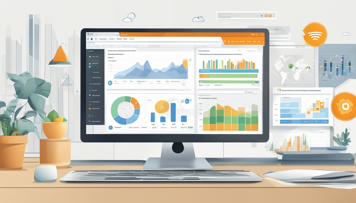 A computer screen displaying SEMrush and 7 alternative logos to Bing Webmaster Tools.</p><p>Keywords and data charts are visible on the screen