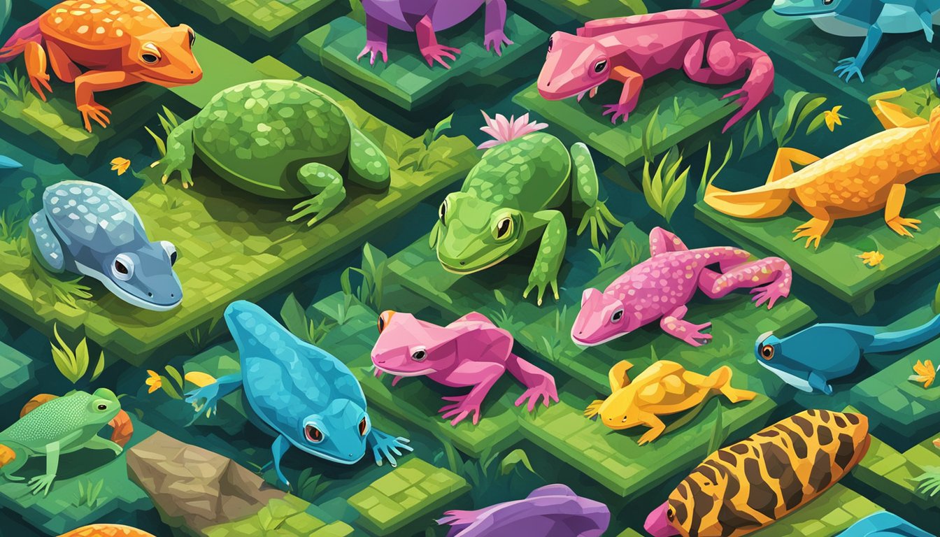 A group of six different animals, each representing a different alternative to Screaming Frog, are gathered together in a vibrant and dynamic setting