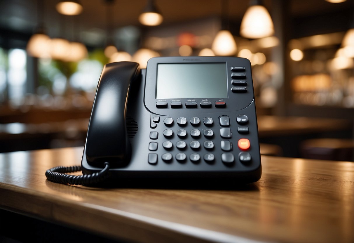 A restaurant phone ringing, AI system integrated, staff training