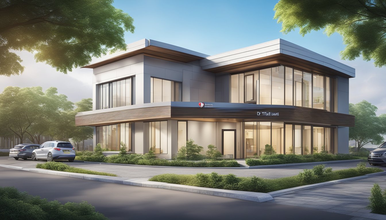 A modern, sleek clinic exterior with the sign "Dr Tan Svenszeat - Orchard Heart Specialist Clinic | SG Cardiologist" prominently displayed