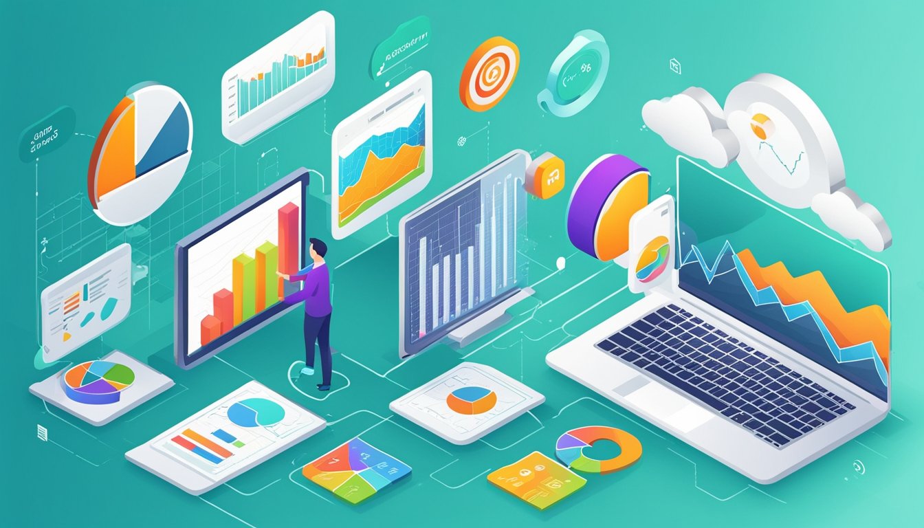 A computer screen displays website speed monitoring tools and SEO improvement tips.</p><p>Graphs and charts show performance metrics