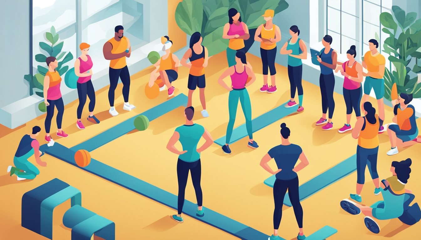 A group of fitness enthusiasts gather around a beginner instructor, eager to learn.</p><p>The instructor confidently shares essential SEO tips, engaging the audience with enthusiasm