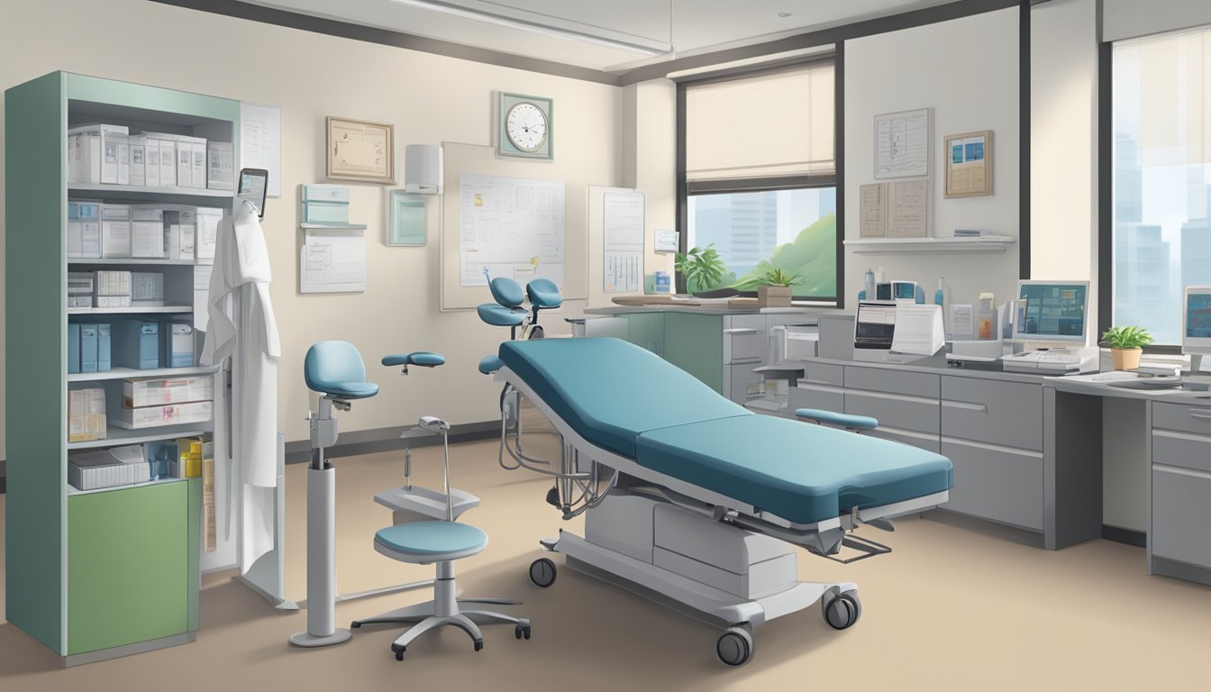 Dr. Teo Swee Guan's office with medical equipment and patient files. A sign reads "Special Care Group | SG Cardiologist."