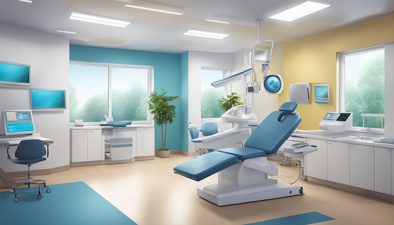 A modern, welcoming cardiology clinic with state-of-the-art equipment and a calming atmosphere