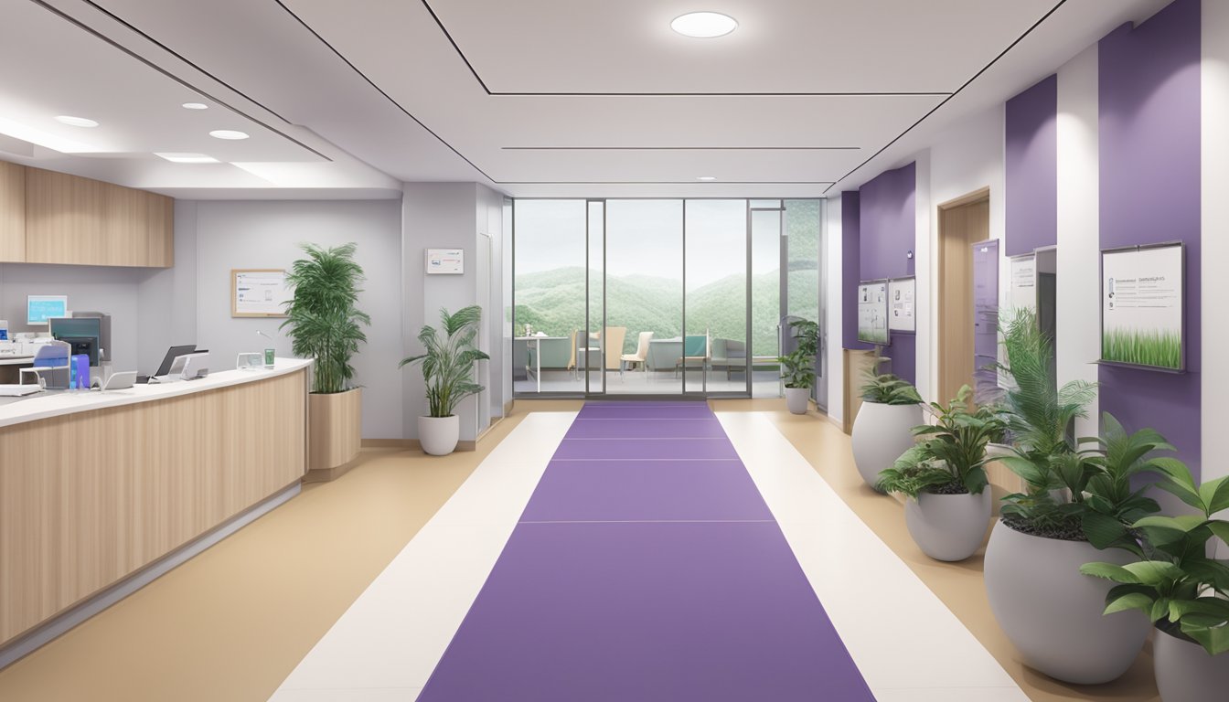A bright and modern clinic space at Tan Tock Seng Hospital, with clear signage for Dr. Hoon Hui Qing Violet, SG Cardiologist