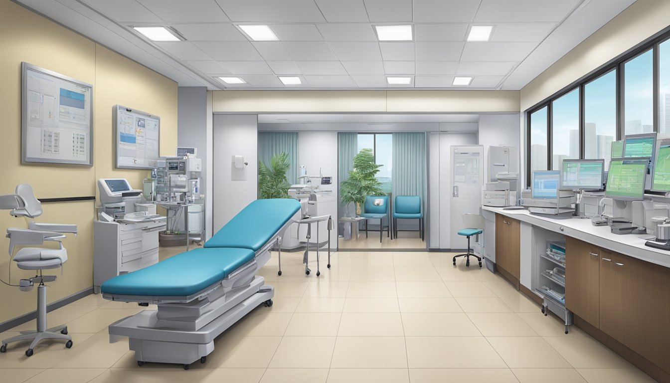 A cardiologist's clinic at Tan Tock Seng Hospital, with medical equipment and a professional setting