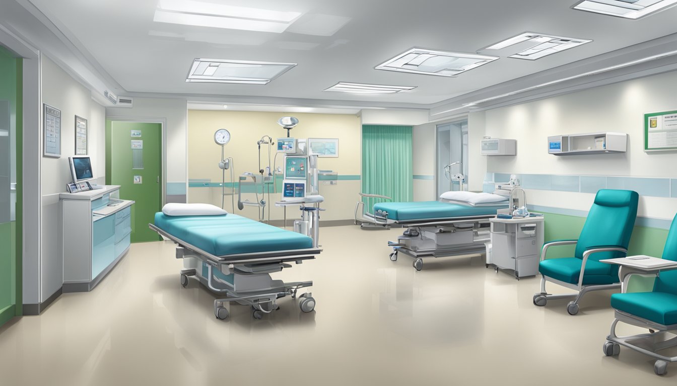 A modern hospital clinic with signage "Clinic 3A - Tan Tock Seng Hospital" and "Dr Ong See Jin Jesse - Cardiologist"