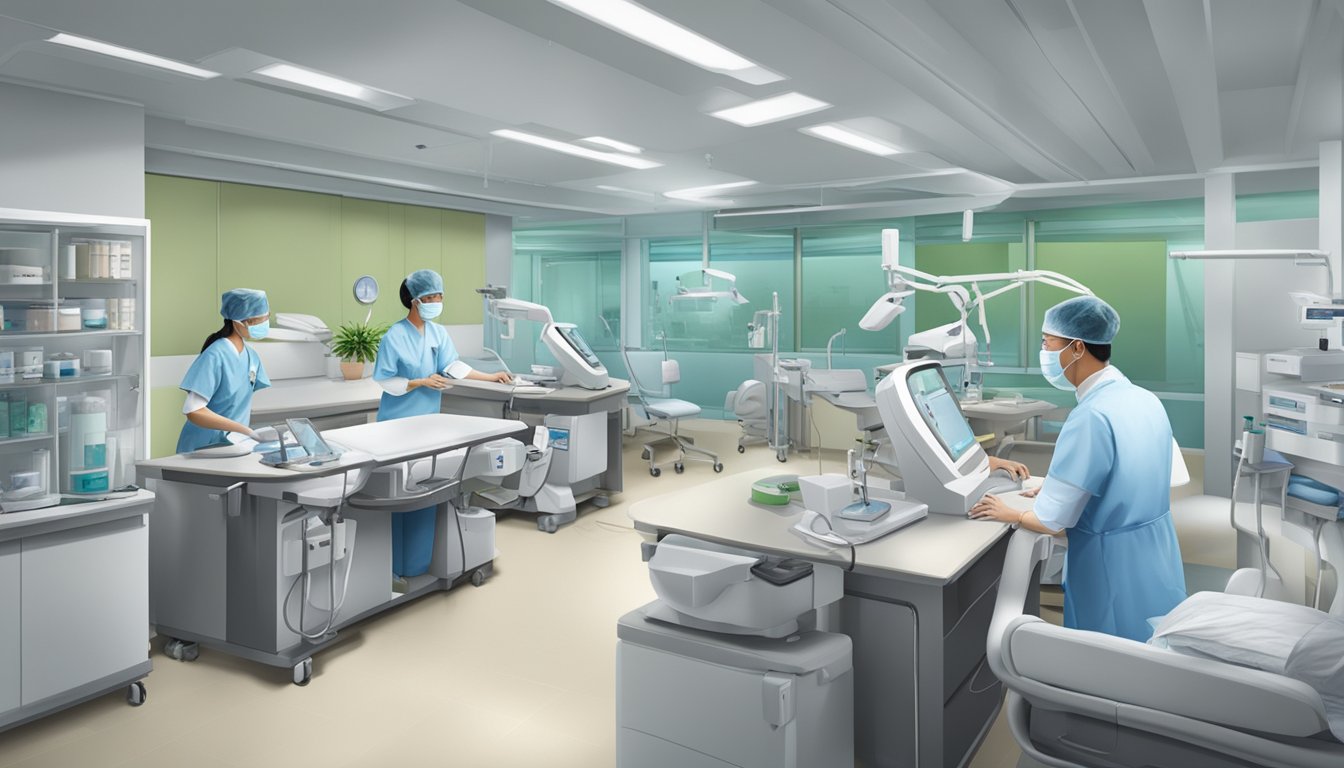 A modern hospital clinic with Dr. Tan Wee Kian Kenny, a leading cardiologist, at Tan Tock Seng Hospital, providing top-notch cardiac care