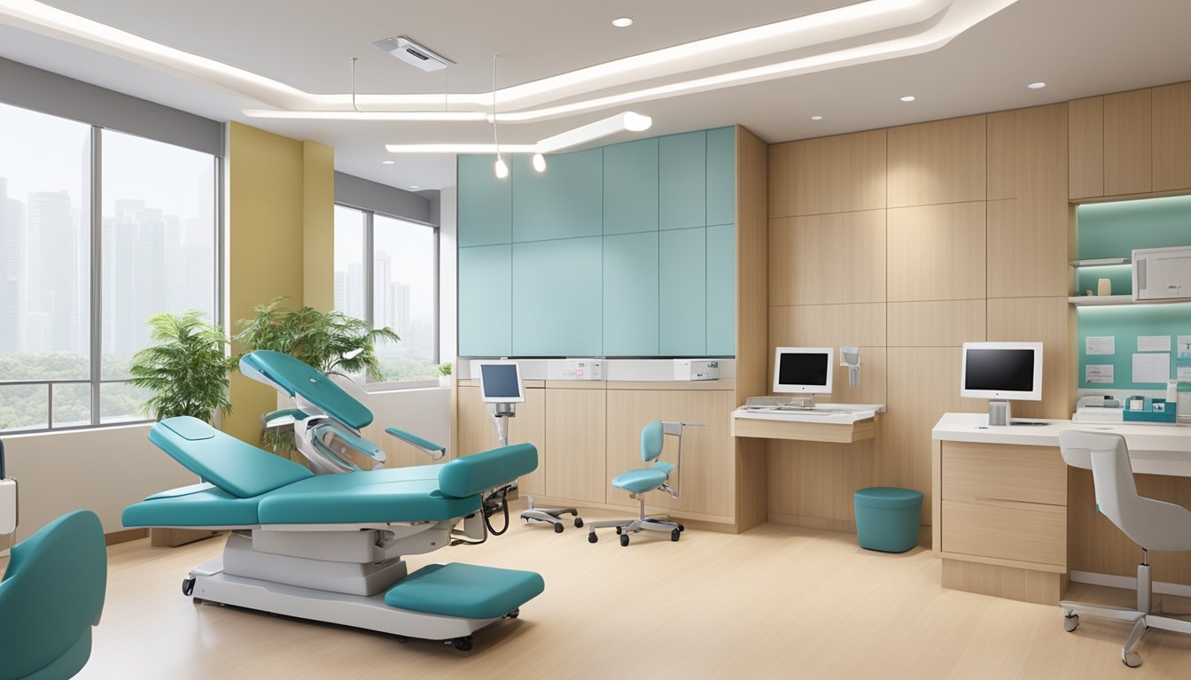 A modern clinic with state-of-the-art equipment and a calming atmosphere, located within Tan Tock Seng Hospital