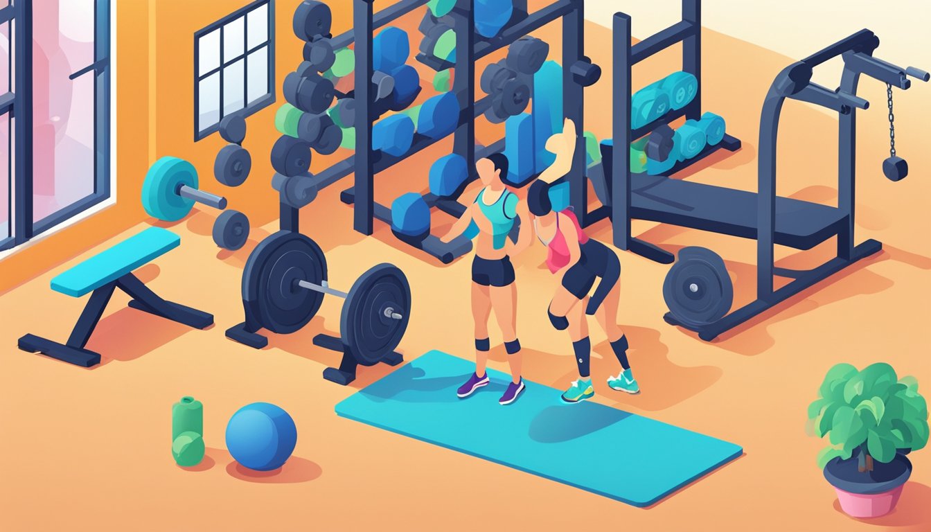 A fitness website with optimized images for SEO, featuring various workout equipment and exercise scenes in a gym setting