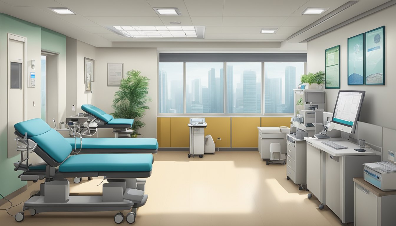 A cardiologist's office at Tan Tock Seng Hospital, with medical equipment and a welcoming atmosphere