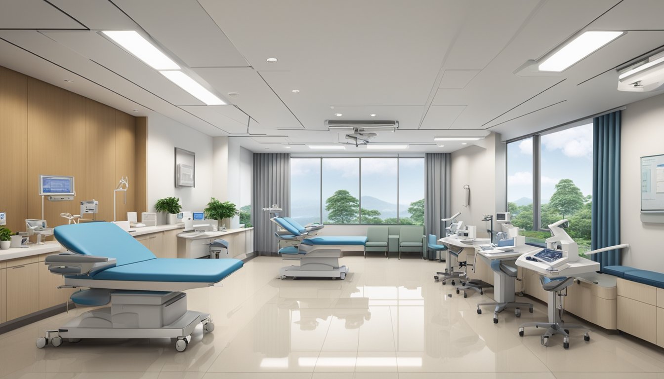 A modern clinic at Tan Tock Seng Hospital, with state-of-the-art equipment and a welcoming atmosphere, is the ideal setting for a cardiologist's practice