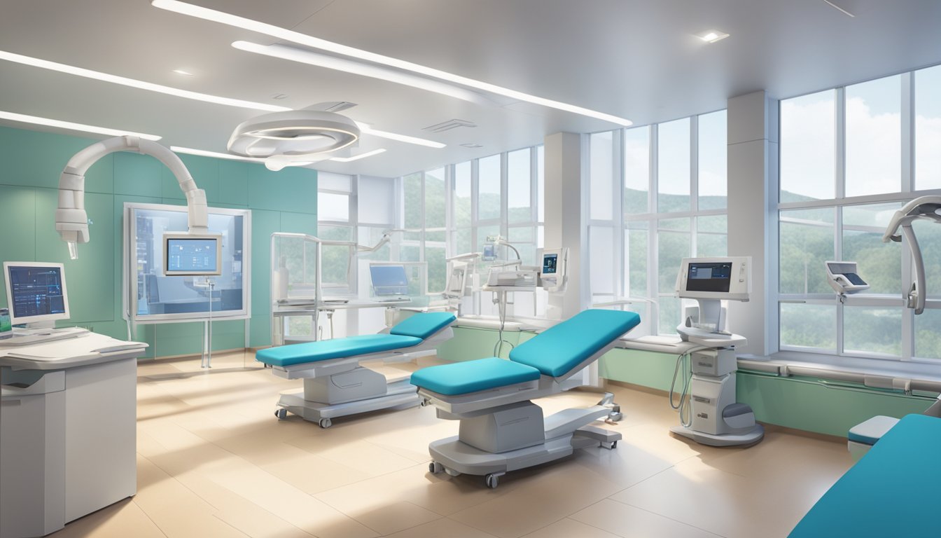 A modern, state-of-the-art cardiac centre with advanced technology and a calming atmosphere