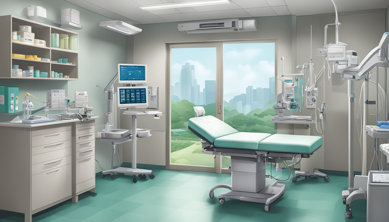 Dr. Tan Joo Hor's clinic at Tan Tock Seng Hospital, featuring medical equipment and a professional setting
