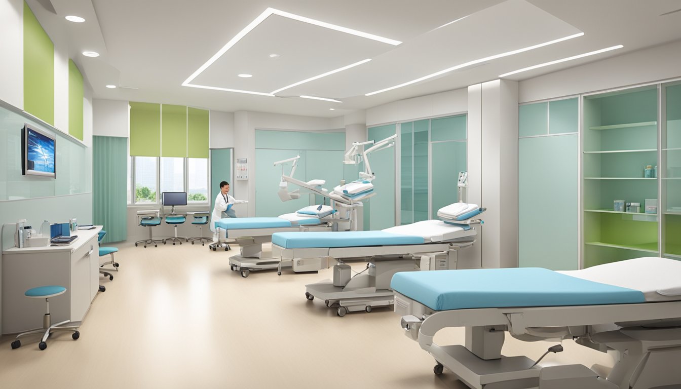 A modern and spacious clinic at Tan Tock Seng Hospital, with state-of-the-art equipment and a calming atmosphere
