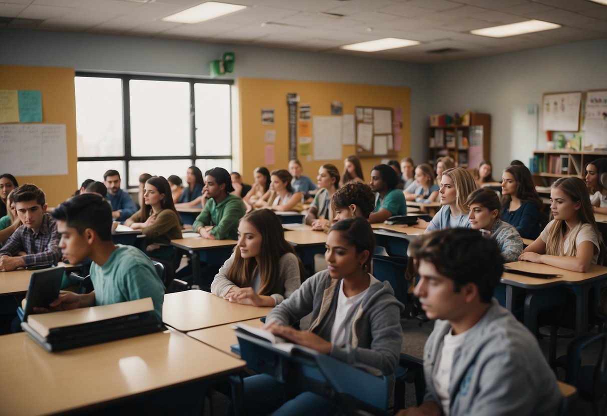 A classroom filled with engaged students, surrounded by modern technology and educational resources, showcasing the impact of the PIA program on teaching and training