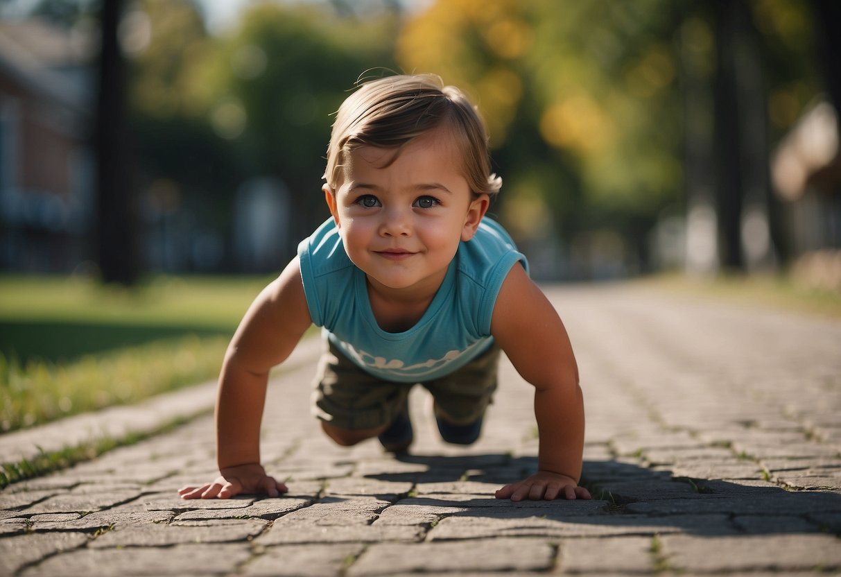 A child's muscles and movements coordination while crawling