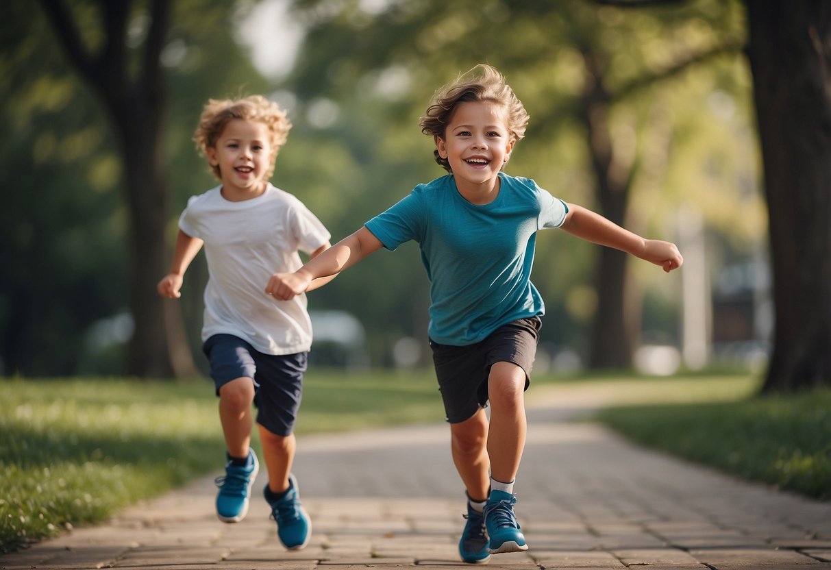 Children playing and exercising outdoors, showing the connection between movement and health