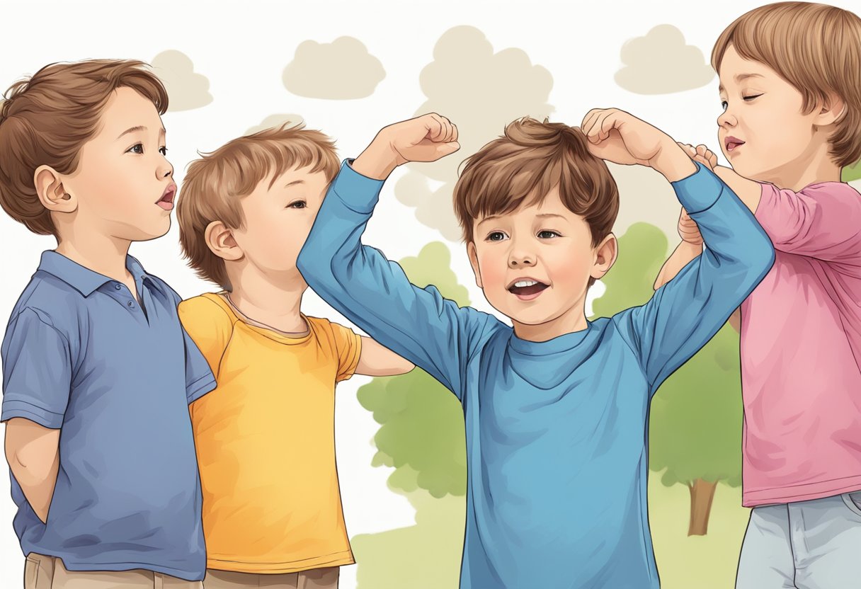 Children holding their heads up, showing the importance of neck and shoulder muscles