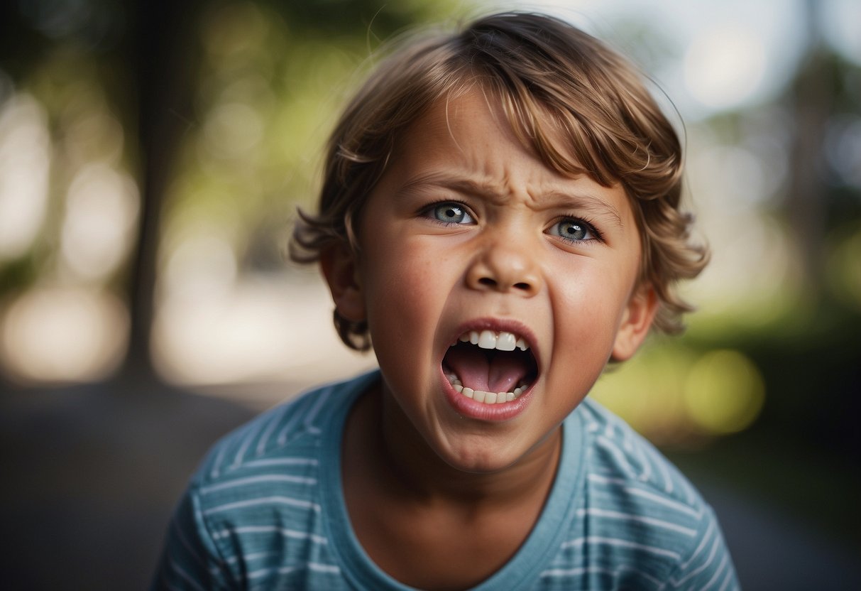 A child gnashing teeth in frustration, unsure of what to do